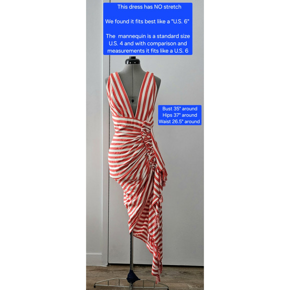 JBQ JUST BEE QUEEN Tulum chili striped goop resort midi dress nwt $635 m US-6 - Picture 7 of 16